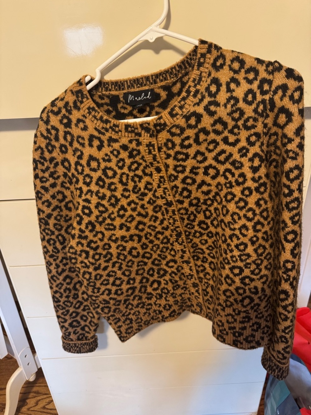 Maddie Leopard Print Crewneck Sweater - Tan & Black